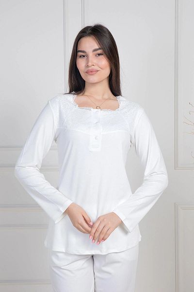 Mecit Pijama Κουμπιά γιακά & Δαντέλα, Μακρυμάνικο, Σετ Γυναικείες Πιτζάμες, Βαμβάκι & Βισκόζη
