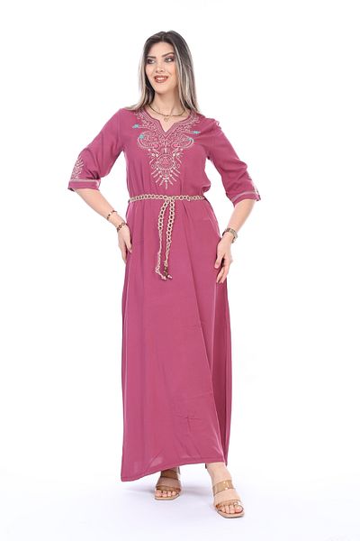 mervemoda Καλοκαιρινό υφαντό κέντημα λεπτομέρεια ψάθινη ζώνη μακρύ φόρεμα