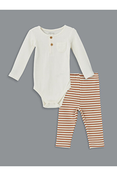 LC Waikiki Crew Neck Long Sleeve Citcitli Bodysuit and Leggings for Baby Boy - W4Hk08Z1