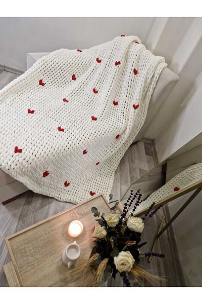 ALPJOY Handmade Tv Blanket Heart Patterned 130 X 170 cm