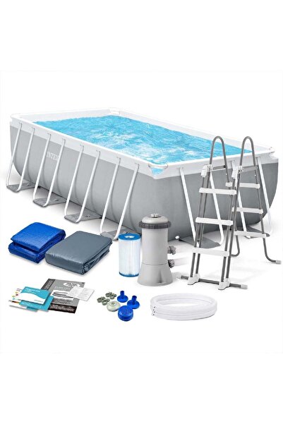 Intex İntex 26792NP Dikdörtgen Prefabrik Aile Havuzu 488x244x107cm Merdiven + Örtü + Filtre Set