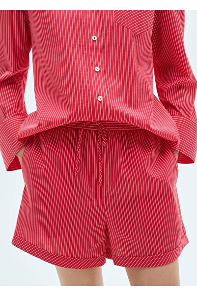 MANGO Woman شورت قطني مخطط