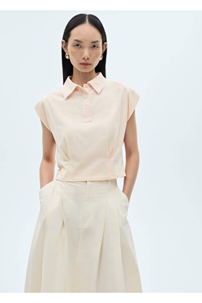 MANGO Woman Kısa kollu pamuklu polo gömlek
