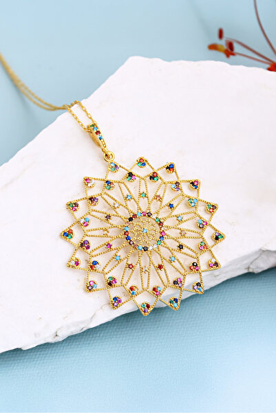 Tasarlatak Muhteşem Lotus Yaşam Çiçeği Gümüş Kolye