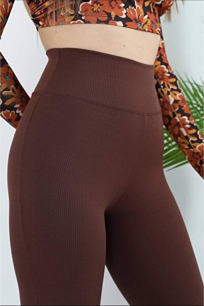 Gala High Waist Ribbed Knitted Gathering Leggings