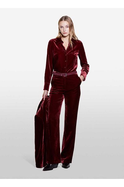 Sisley Regular Shirt Collar Red Women's Shirt 51Eulq07Y