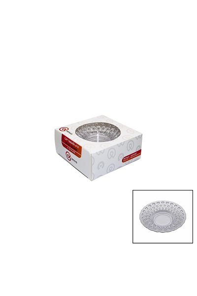 BIGBOYCL 6 Piece Tea Plate Heart Pattern Transparent - White Mica Crystal (5175)