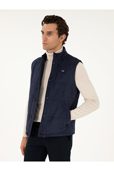Cacharel Navy Blue Suede Vest 50296176-Vr033