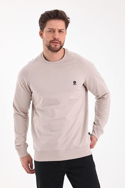 OZNGİYİM 2 Thread 100% Cotton Raglan Sleeve Beige Sweatshirt