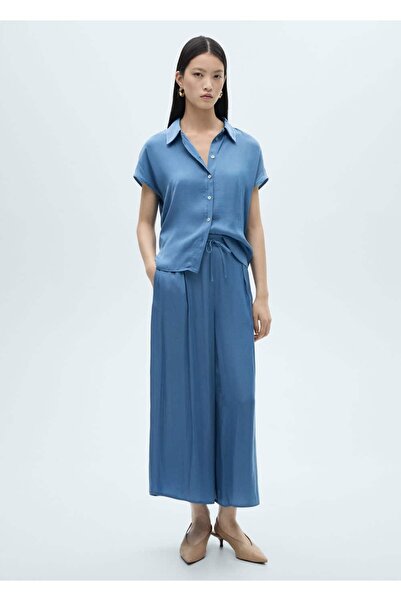 MANGO Woman Satin Short Sleeve Shirt