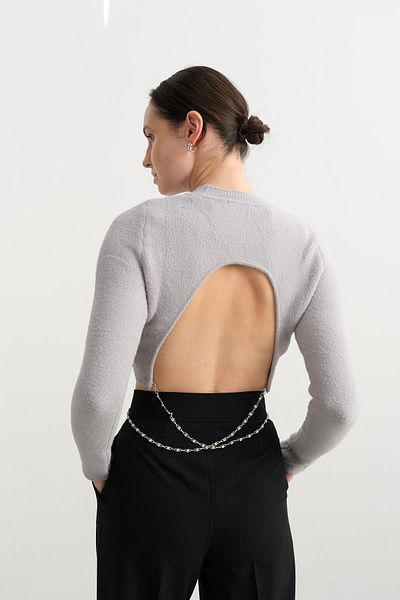 Qutu Butik 10494 Chain Detailed Stone Sweater
