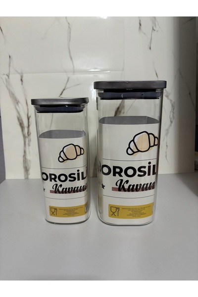 SEVEN7 2li inox Kapaklı Borosilikat Kare Kavanoz Set