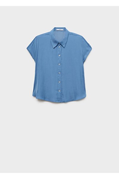 MANGO Woman Saténová košile s krátkým rukávem