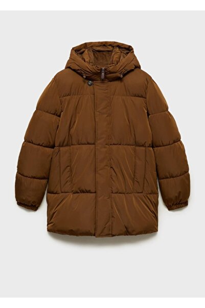 MANGO Man Kapitone su geçirmez kapüşonlu anorak
