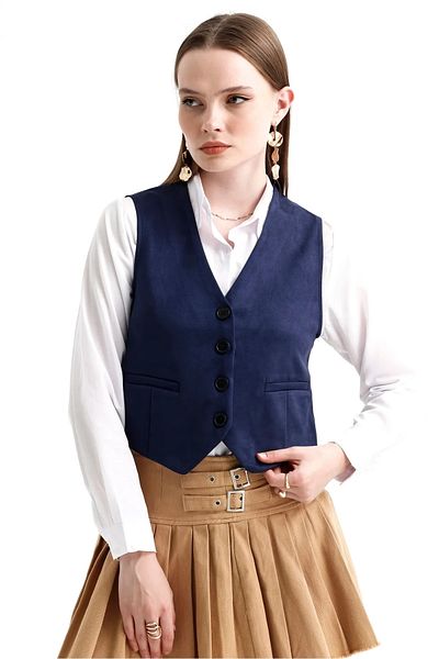 İKLİM LİFE Button Suede Vest