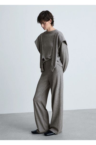 MANGO Woman Straight Cut Knitwear Trousers
