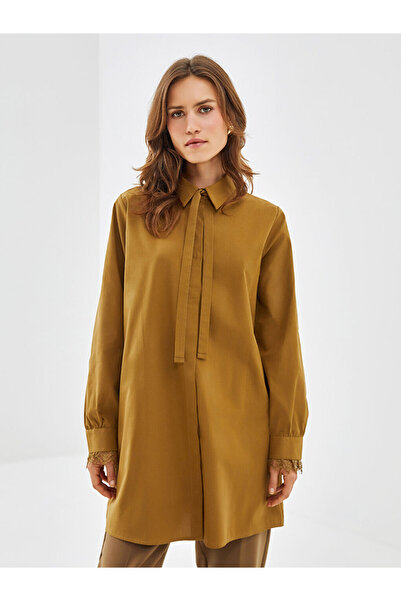 LC Waikiki Yeşil Poplin Kadın Gömlek Tunik