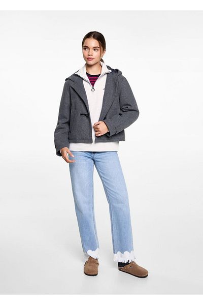 Mango Teen Written and Hooded Zippered Sweatshirt