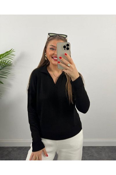Modayakamoz Bluză albă de damă, cu mânecă lungă, cu guler