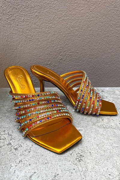 Bambi Orange Metallic Women's Slippers - K04284006409