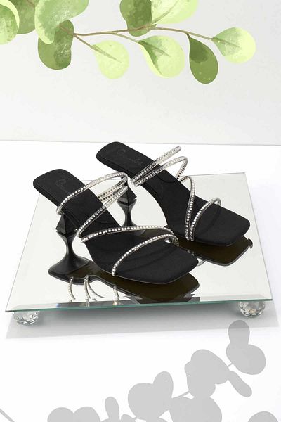 Bambi Matte Black Satin Women's Slippers K04209332538