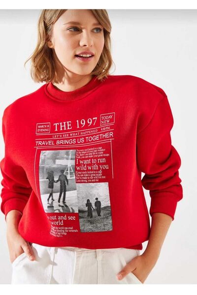 UNCİA OUTDOORS Unisex Oversize Φούτερ με στάμπα εφημερίδας