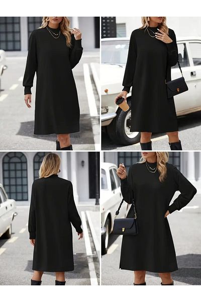 gelirr Women's Long Sleeve Turtleneck Short Ribbon Diving Dress