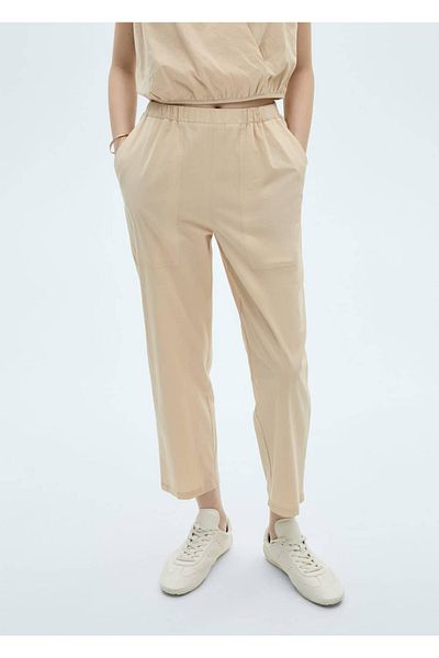 MANGO Woman 100% Cotton Straight Cut Trousers