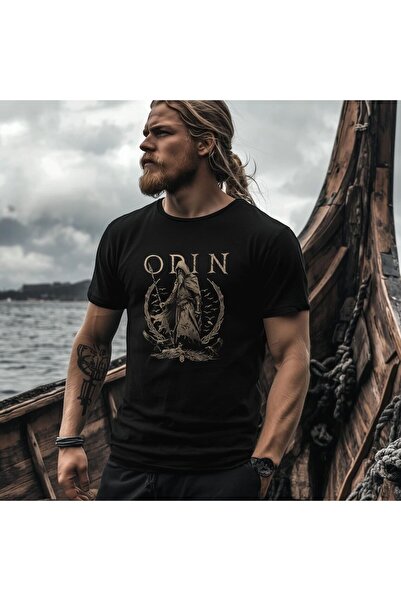 l'eivor Tricou negru cu imprimeu cu design special Odin