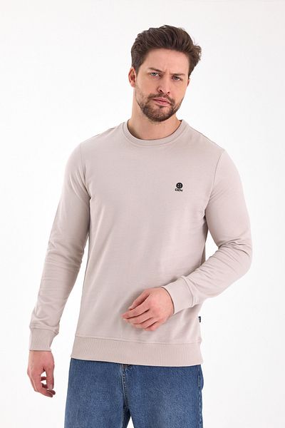OZNGİYİM 2 Thread 100% Cotton Beige Sweatshirt