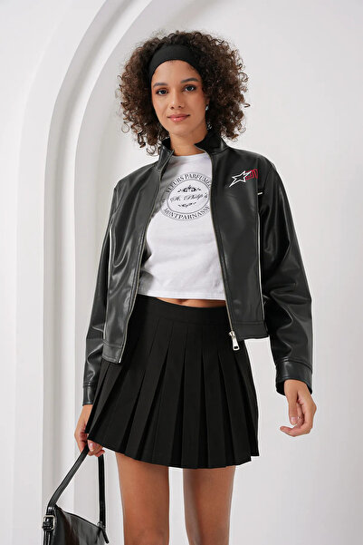 İKLİM LİFE Шкіряна куртка з принтом