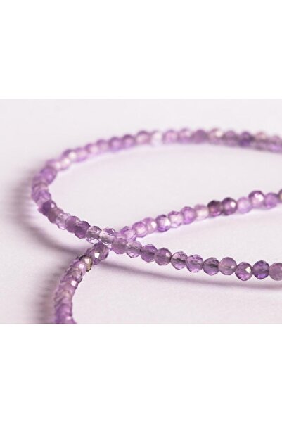 Paleo Ametist Taşı Doğal Taş Kolye, 2mm İnce Taşlı Kolye