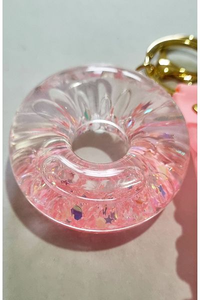 Modellino Gift Kawaii Crystallized Watery Keychain Silicone Bracelet & Bag Ornament - Pink Bagel