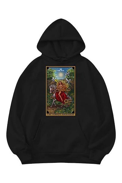 LEIVOR Tarot Detail Design Printed Unisex Hooded Sweatshirt