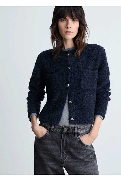 MANGO Woman Strass Stone Boucle Jacket
