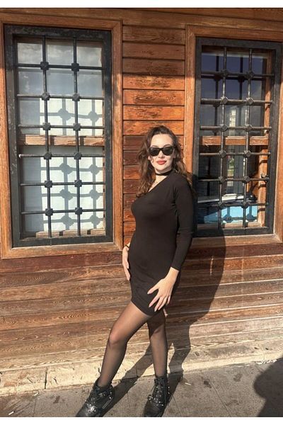 İpeksi Silky Women's Long Sleeve One Shoulder and Sleeve Open Detail Viscose Mini Size Dress