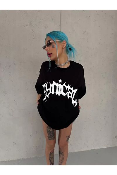 Bay Şapkacı Tricou supradimensionat unisex cu decolteu rotund SILKY - negru