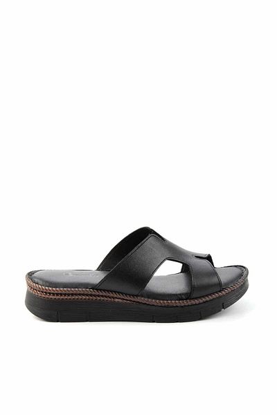 Bambi Black Genuine Leather Women's Slippers K04296100303
