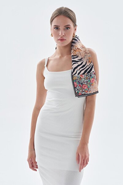 Modern Harmoni-Patchwork Zebra Desen %100 İpek Twill Fular