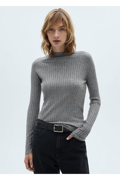 MANGO Woman High collar rib sweater