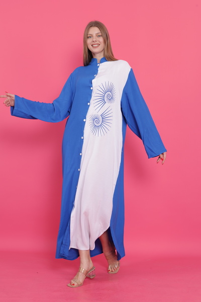 mervemoda Women's Summer Woven Front Button Dress