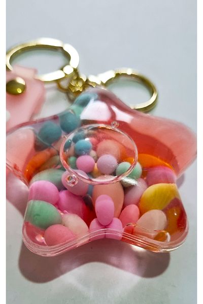 Modellino Kawaii Crystallized Water Silicone Bracelet and Bag Ornament - Pink Beaded Star Gift