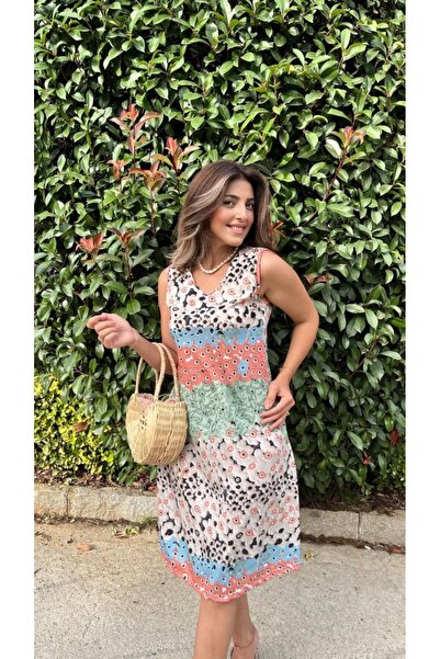 Modayakamoz Rochie de damă, fără mâneci, cu decolteu în V, cu imprimeu floral