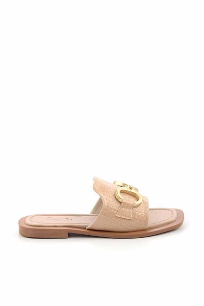 Bambi Papuci de damă cu crocodil nud strălucitor K 04826051311