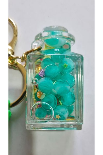 Modellino Gift Kawaii Crystallized Watery Keychain Silicone Bracelet & Bag Ornament - Turquoise Candy Jar