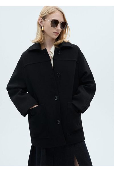 MANGO Woman Wool Coat with Patch Pockets