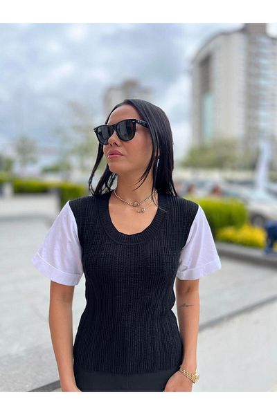 Qutu Butik 27009 Model Poplin Tricot - Mâner Detaliat