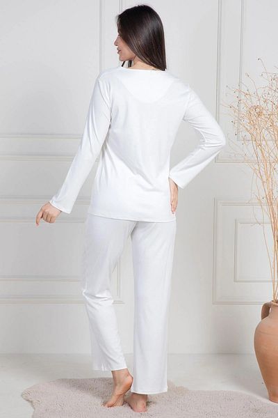 Mecit Pijama Κουμπιά γιακά & Δαντέλα, Μακρυμάνικο, Σετ Γυναικείες Πιτζάμες, Βαμβάκι & Βισκόζη