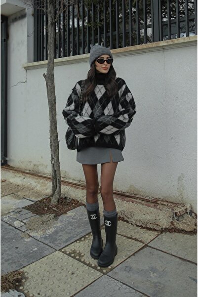 Havoş Black Riggs Diamond Patterned Sweater