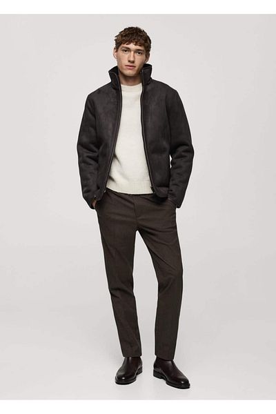 MANGO Man Micro Houndstooth Flannel Pants